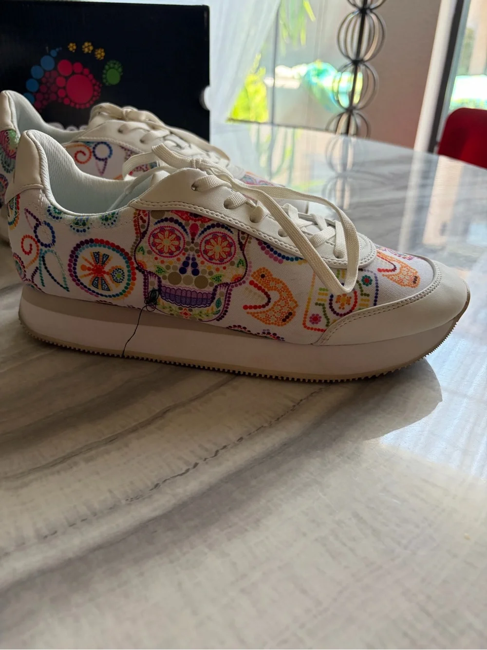 Desigual White Embroidered Sneakers